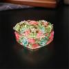 Vintage Enamel Floral Decorative Jewelry Box Sturdy Zinc Alloy Construction With Secure Storage Compartments