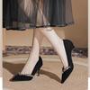 2025 Spring and Autumn New Black Pointed Rhinestone Trimmed High Heels Women's Thin Heels French Sexy and Beautiful Shallow Mouth Single Shoes