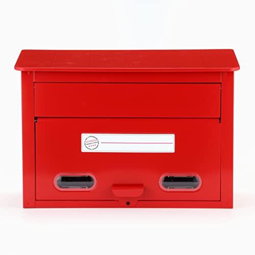 GREEN LIFE Mailbox, Steel, Red, 36cm (W) x 16.5cm (D) x 24.5cm (H), Model FH-30R