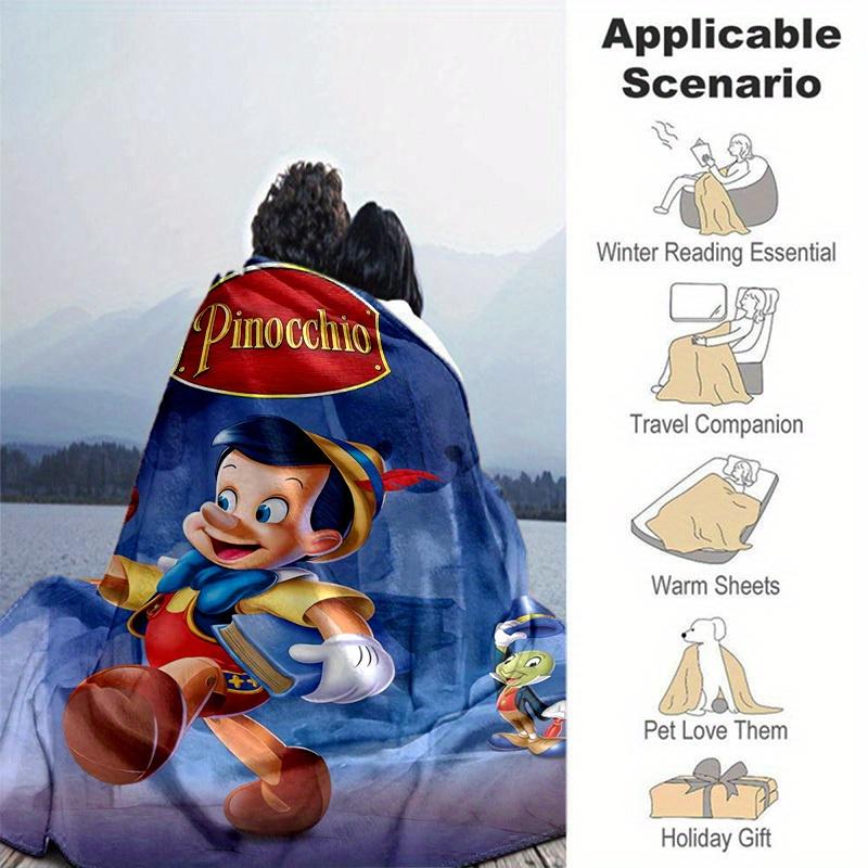 1pc, Pinocchio's Adventure Blanket - Perfect for All Seasons, Home Decor, Soft Flannel Throw Blanket - Versatile & Cozy for Bedroom, Living