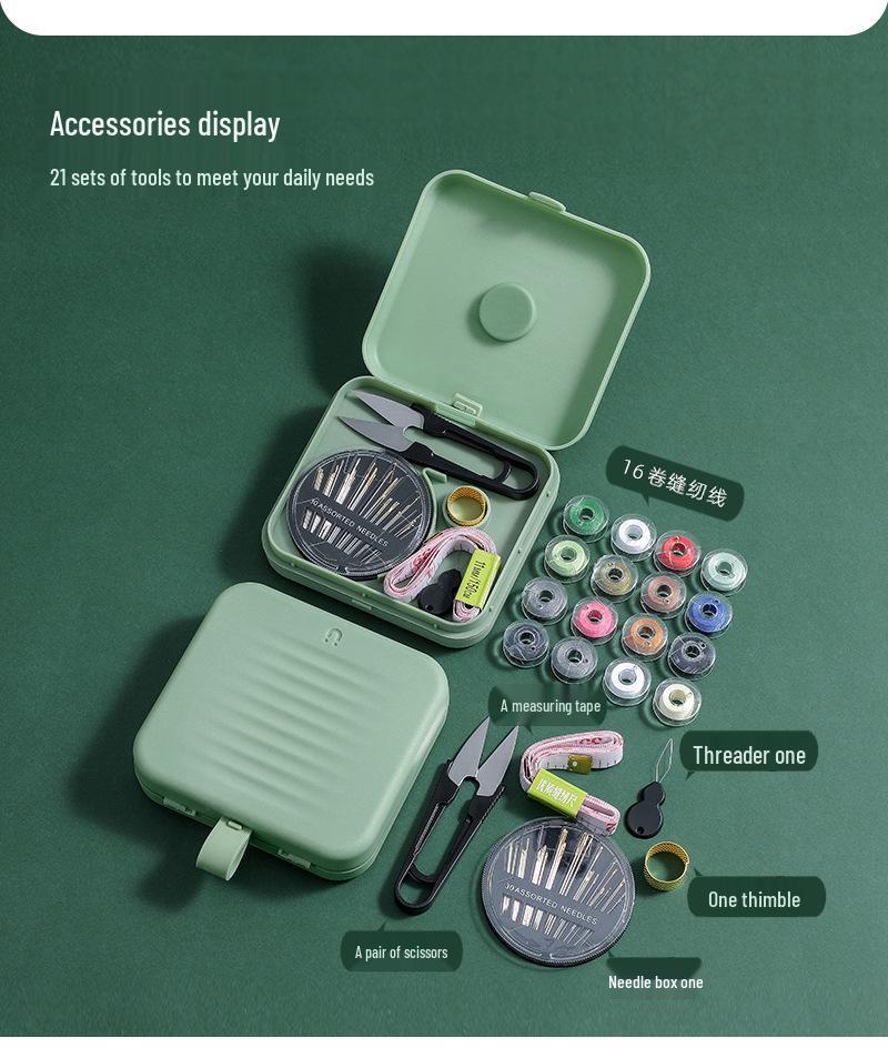 Magnetic Needle & Thread Case Set: Compact Sewing Kit for Dorms & Home