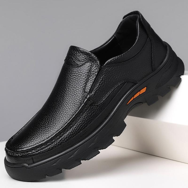 Fashion Retro Cow Leather Loafers for Men Spring Autumn Soft-soled Men's Platform Dress Shoes Fashion Casual Male Driving Shoes