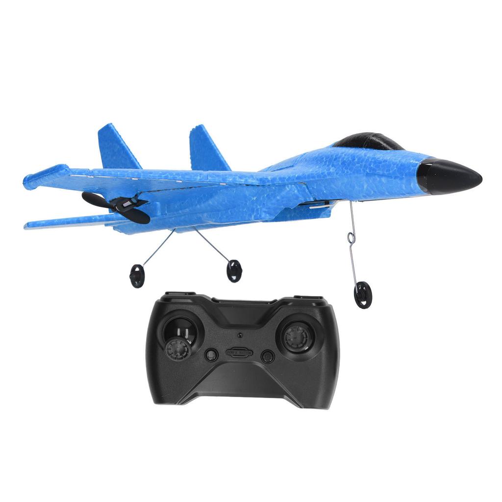RC Glider Plane Waterproof Drop Resistant Dual Motor Remote Control Aircraft Fighter with LED Colorful Light Bars Blue