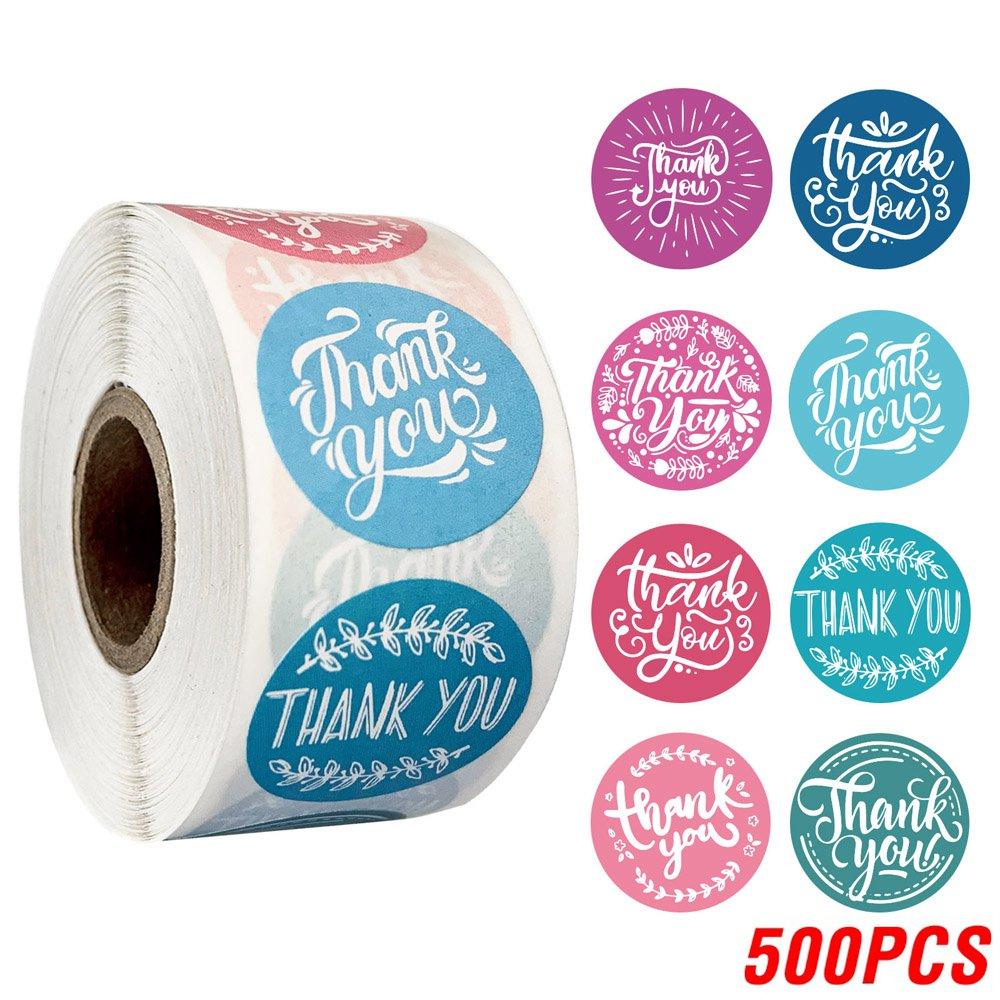 100-500pcs Color Thank You Sticker 1 Inch Christmas Sticker Red And Blue Scrapbook Packaging Sealed Stationery Label Stickers