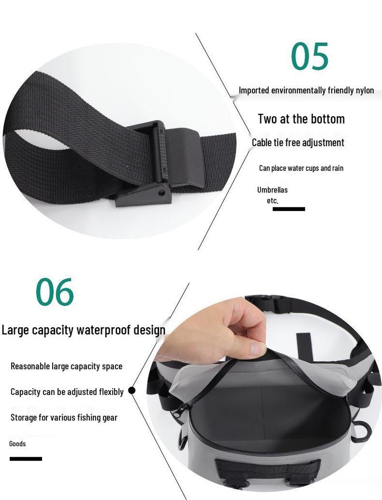 Waterproof Multi-functional Fishing Waist Bag with Rod & Hook Holders