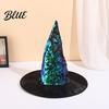 Wide Brim Witch Hat Reversible Sequin Hat Sparkly Glitter Large Wizard Halloween Costume Party for Cosplay Masquerade