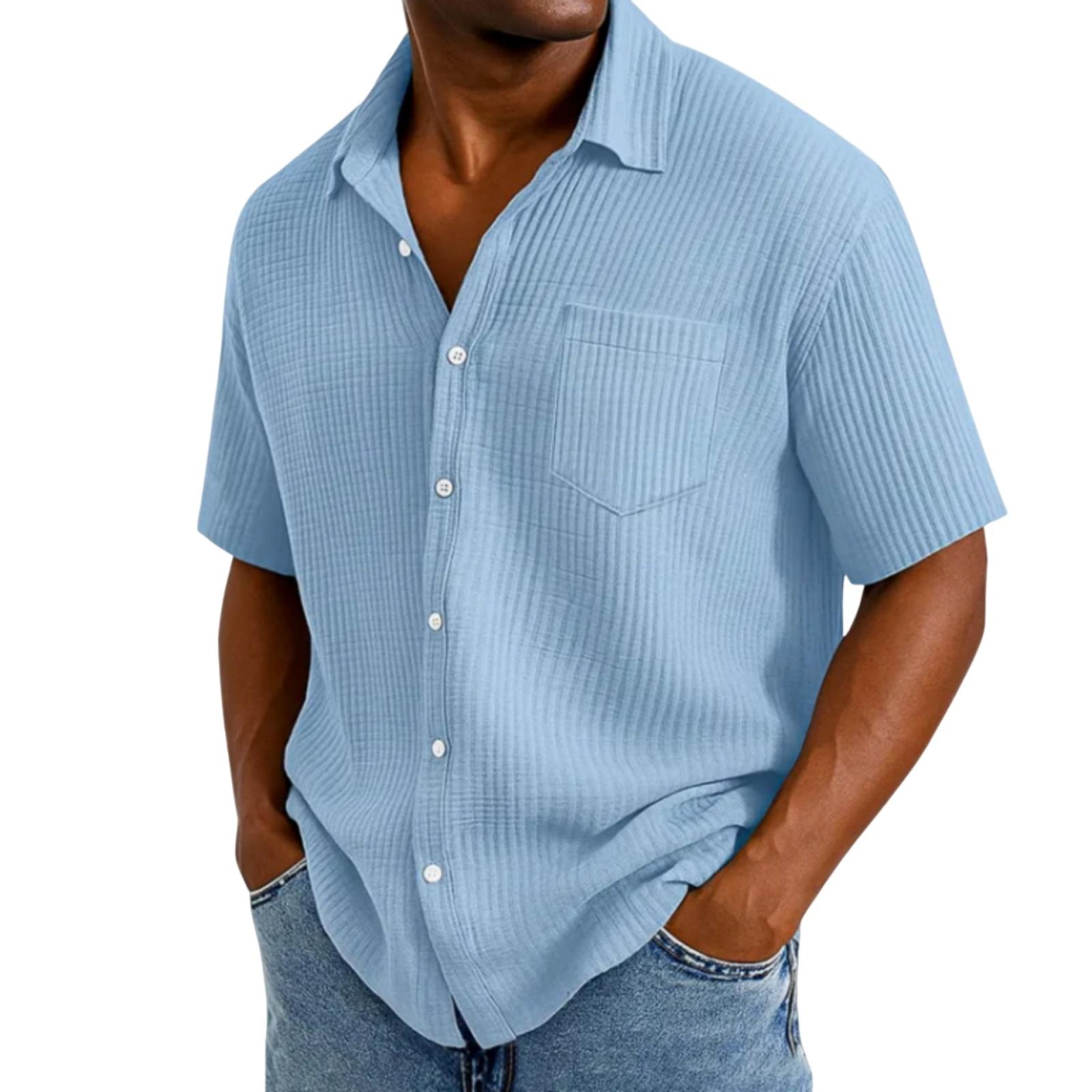 

Men s fashionable casual short,sleeved top S синій