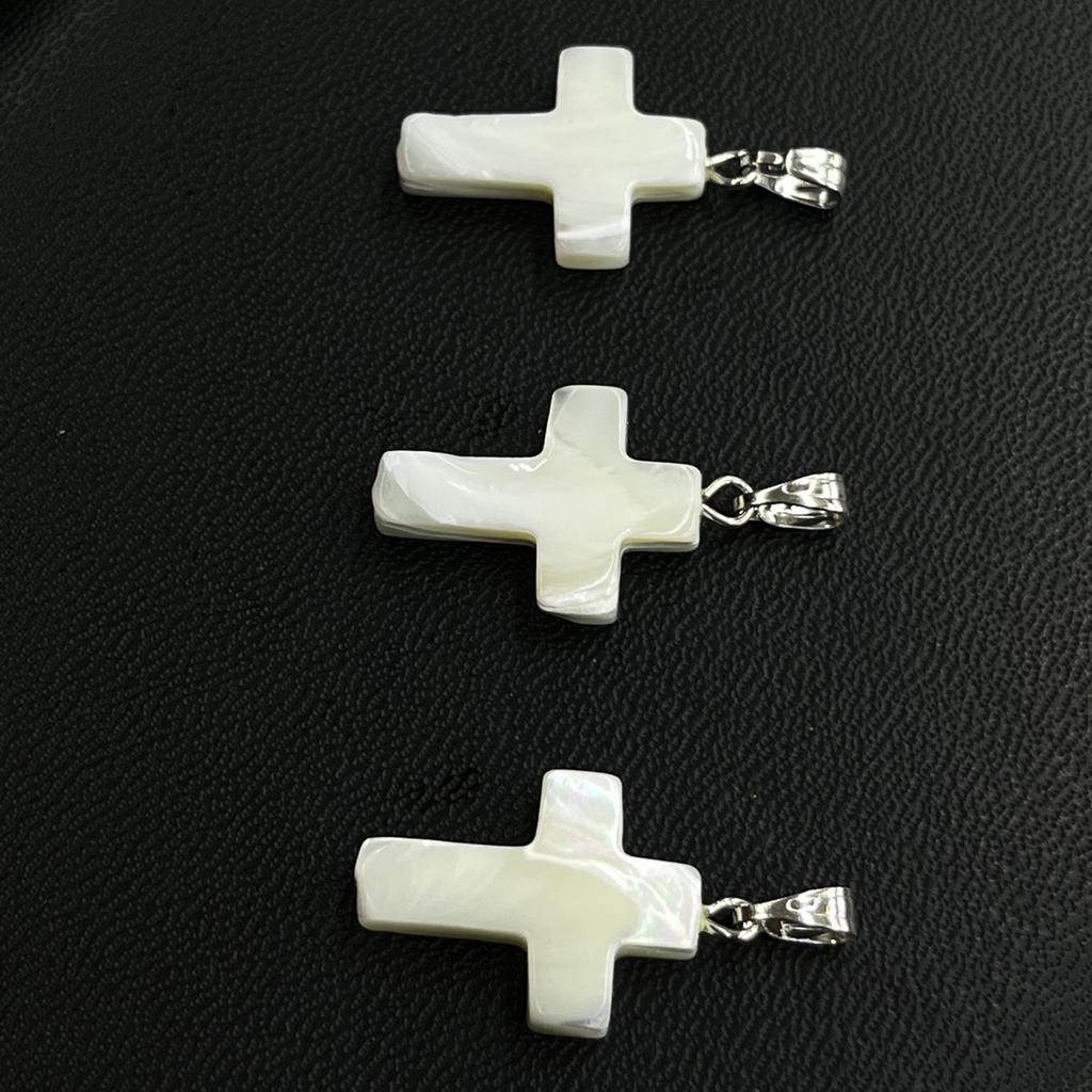5Pcs, DIY White Shell Cross Pendant, Natural Beach Jewellery Making Kit for Christmas or Easter Gift 15×20mm