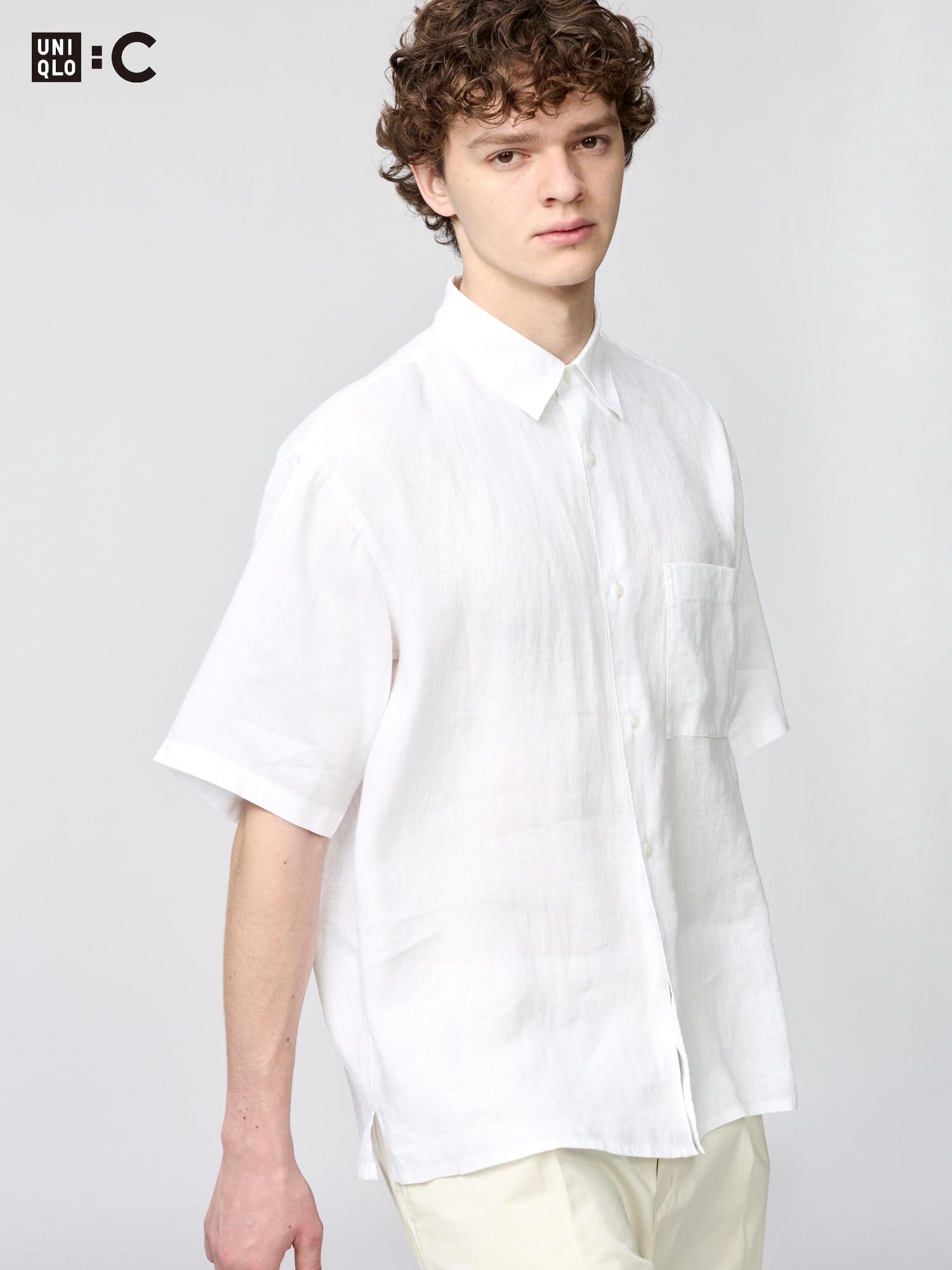 Uniqlo Япония Премиальная льняная оверсайз рубашка 00 WHITE/XS