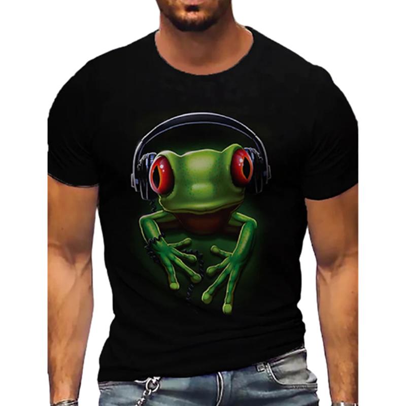 Fashion Men's Summer Fun T-Shirts Cute Funny Frog Graphics 3D Printing Short Sleeves Casual Harajuku Style Street Style Clothing