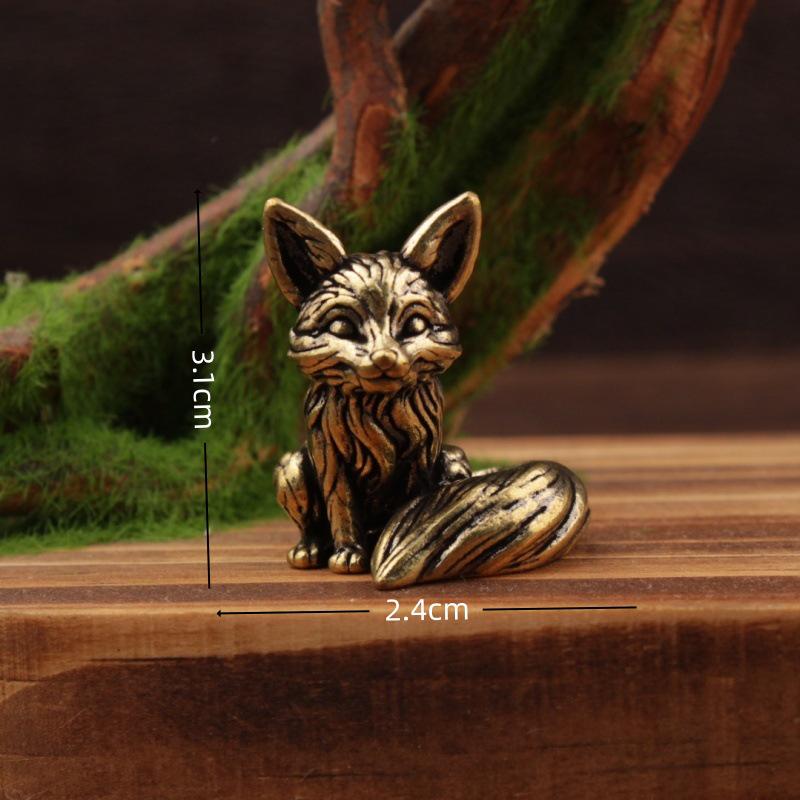 Винтажная фигурка лисы из латуни - Декор для офиса и чайный питомец