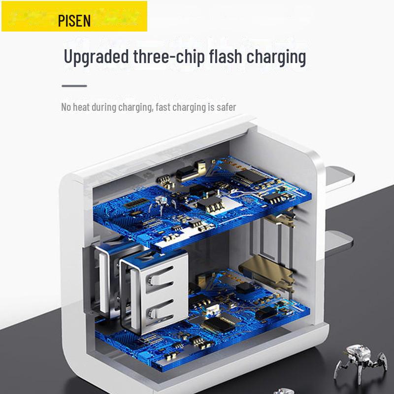 PISEN Universal Dual-Port Fast Charger for Android & Apple Devices