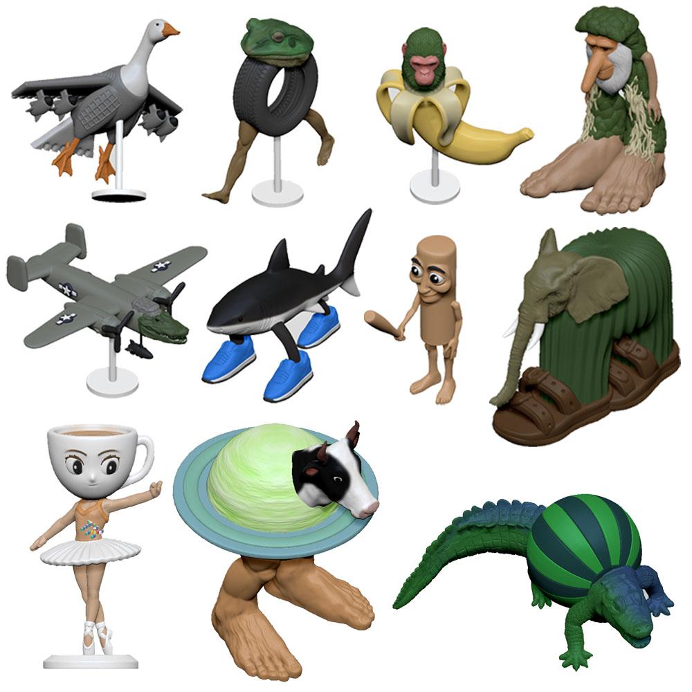 Italian Brainrot Animal MOC Building Block Tung Tung Tung Sahur Wheel Frog Elephant Tree Monster Monkey Toy Desk Decoration Q064