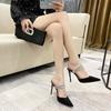 High Heel Diamond Belt 2025 New Spring and Summer Versatile Pointed Head Sexy Thin Heel Bag Head Cool Slippers Women Wear 9cm