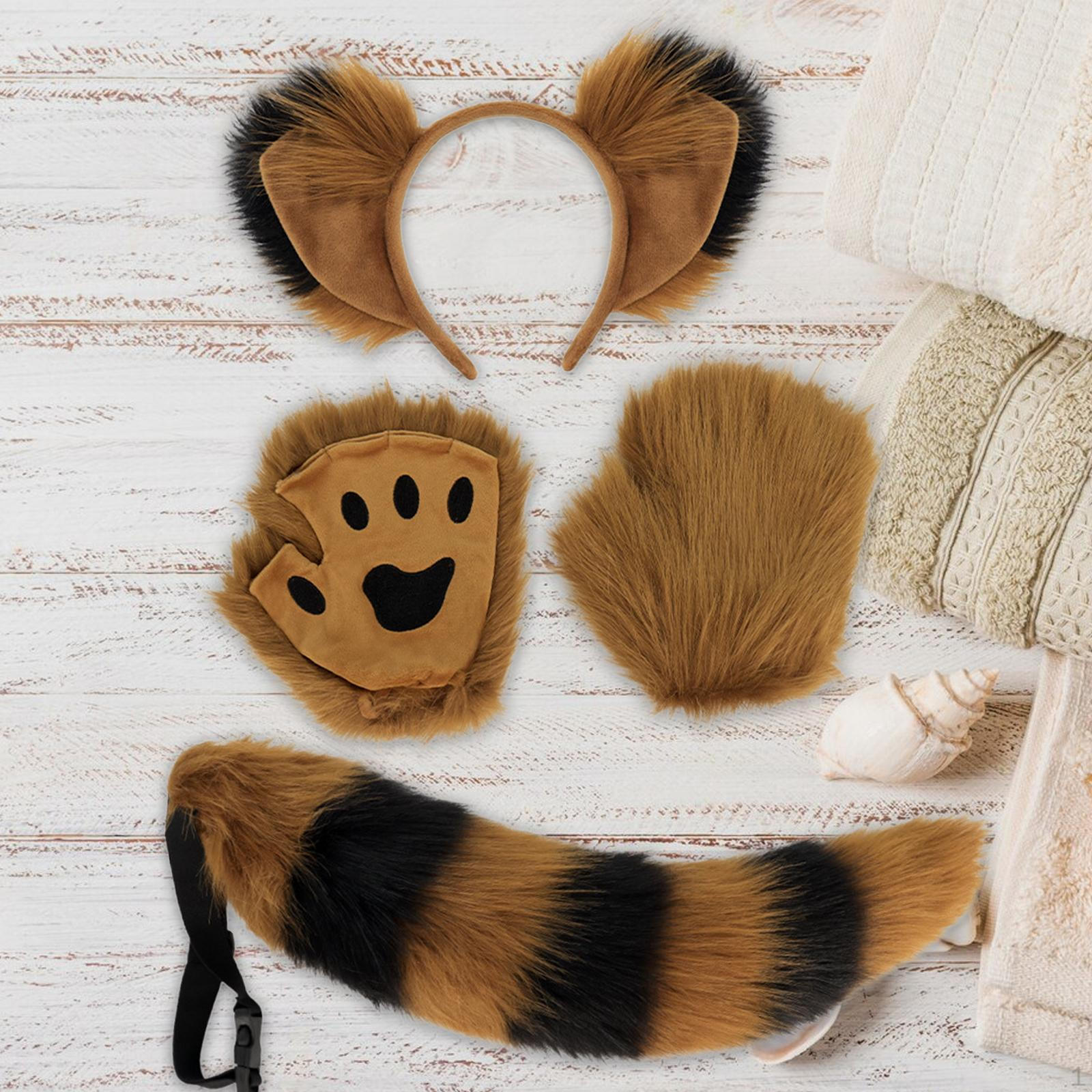 

Набор из ушей и хвоста для животных, длинные кошачьи уши для карнавала, фестиваля, маскарада Brown and Black