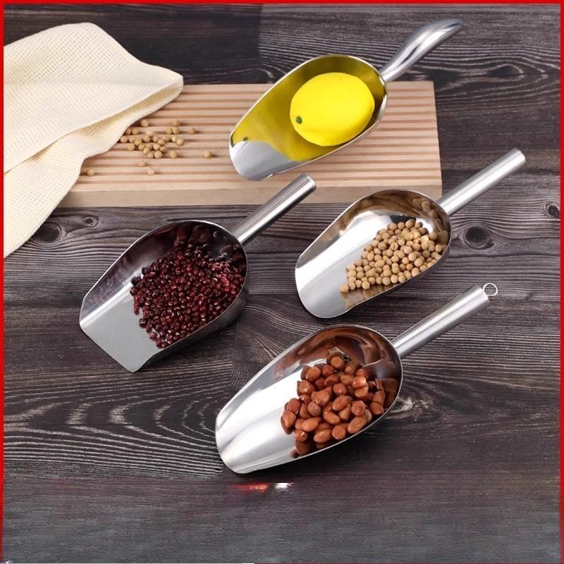 Popcorn Flat-bottomed Spatula Mixed Grains Sugar Flour Soybeans Tea Food Multi-purpose Spatula Thick Ice Spatula Stainless Steel Spatula