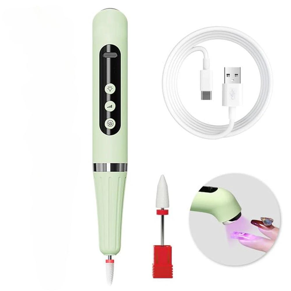 Two-in-one Nail Polish Pen Nail Fast Drying Light Therapy Lamp Handheld Portable Nail Remover & Polisher Nail Tools Set