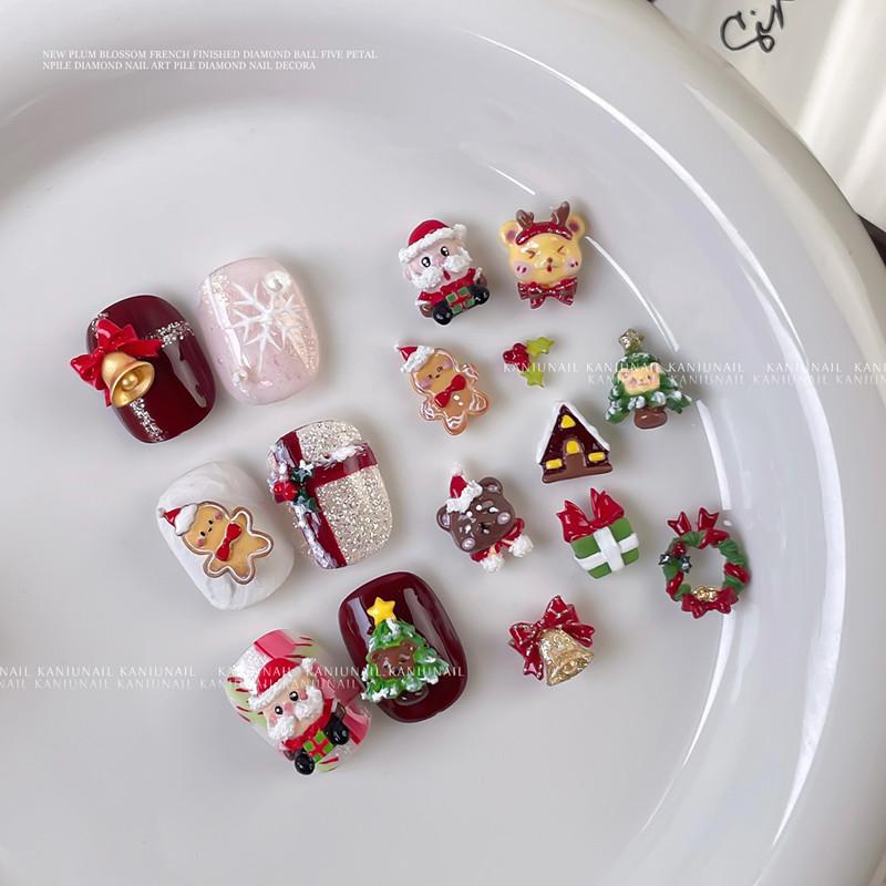 1Pcs Christmas Snowman Christmas Tree 3D Nail Mold Santa Claus Nail Decorations Diy Design Silicone Manicure Mold Nail Art Charm