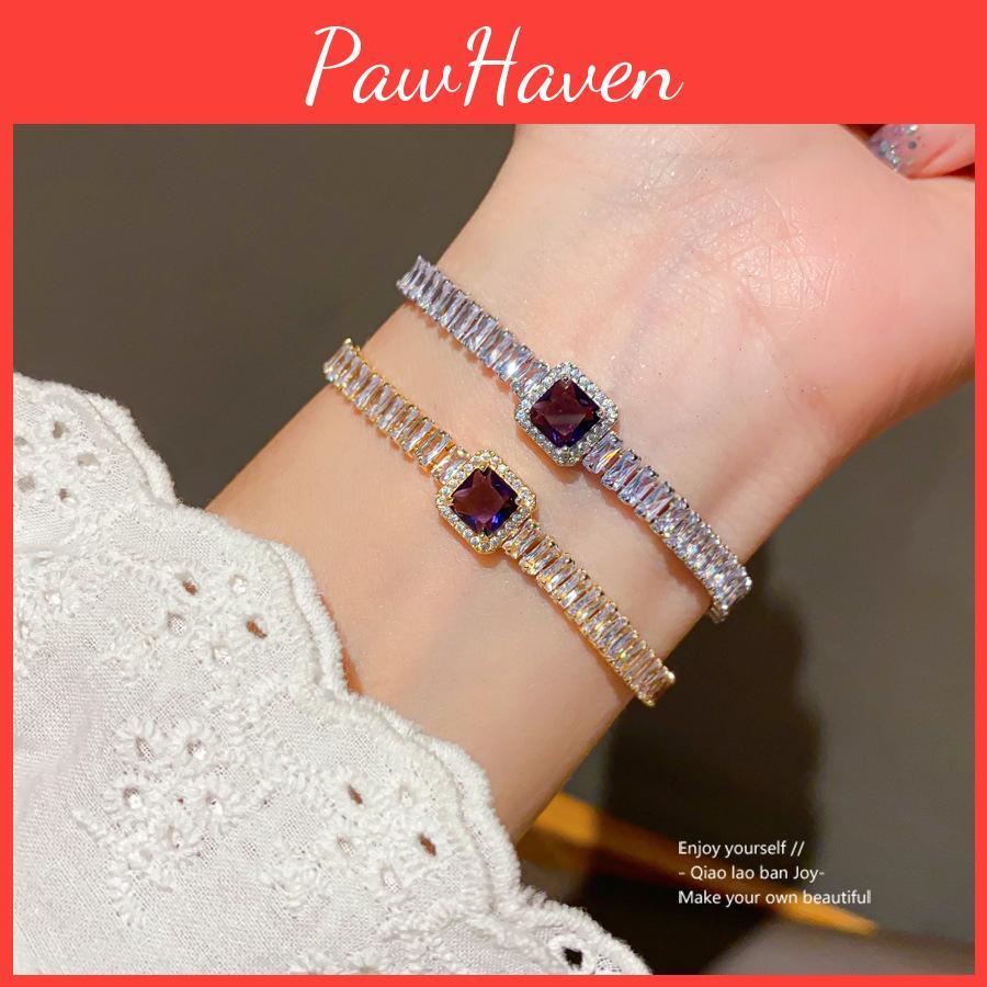 Geometric Zircon Square Pendant Adjustable Bracelet For Women Gift