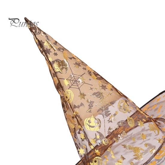 Breathable Wizard Headpiece Halloween Organza Witch Hat for Women, Adult Costume Holiday Photo Props Accessories, Lightweight Pointed Cap Cosplay