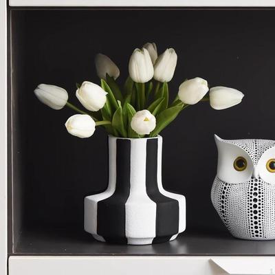 Keramikvase Blumentopf Heimdeko Pflanze Blumentopf Schwarz und Weiß für Hochzeit Wohnzimmer