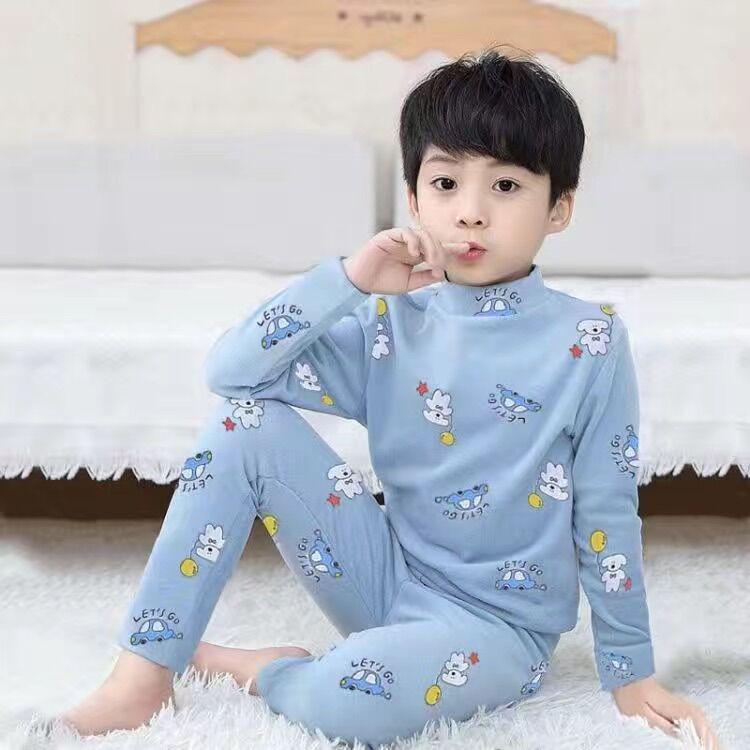 DeRong Cozy Kids' Pajama Set: Boys' & Girls' Thick Brushed Base Layer for Fall & Winter