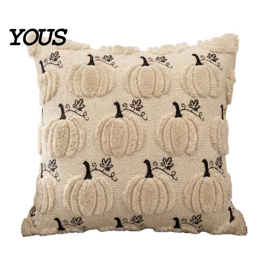 Decorative Throw Pillow Covers Thanksgiving Pumpkin Cushion Cover, Plush Embroidered Autumn Seasonal Home Decor Soft Cozy Case for Farmhouse