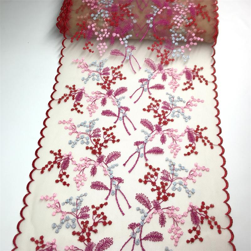 Embroidered Net Lace, 1m x 23.5cm, Multicolor Embroidery Tulle Lace Trim for Lingerie, Bra, Underwear, Dress, Garment, Sewing & Crafting