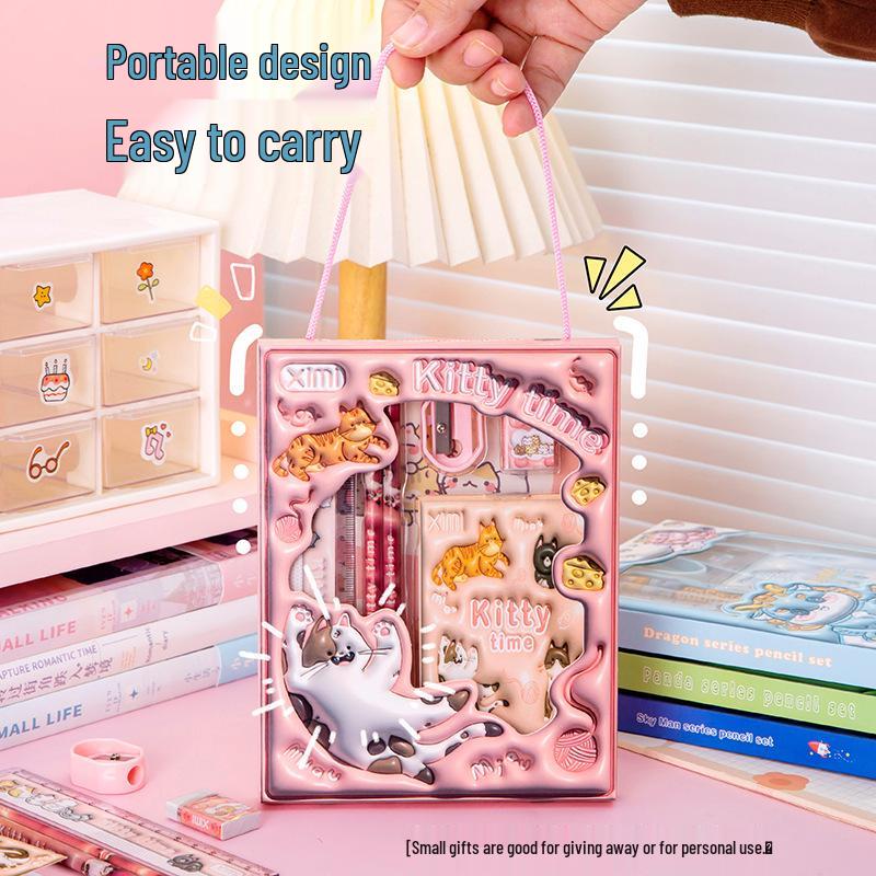 June 1st Kids' 3D Cartoon Stationery Gift Box - 6-Piece Set for Primary Students, Perfect for Back-to-School Season