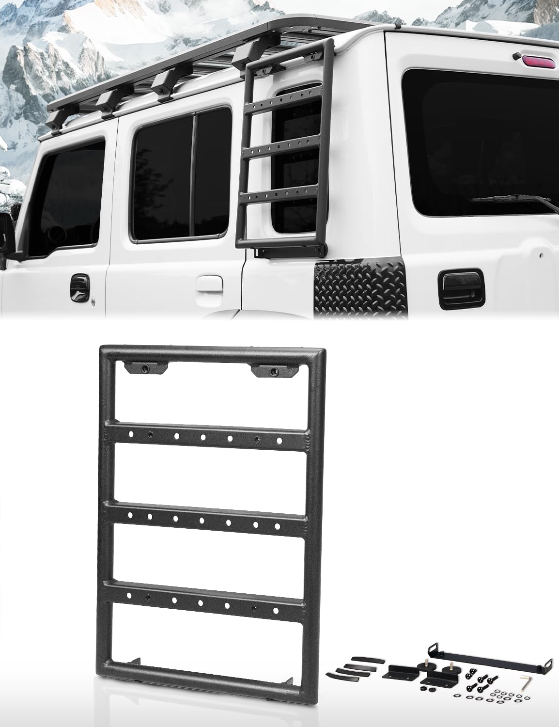 

AMWMORV Jimny Side Aluminum Window Ladder for JC74 Easy Exterior No Drilling Easy Climbing for Roof Work Ladder, Ladder, Jimny, Installation, Parts,