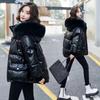 Winter Warm Duck Down Jacket Women's Clothes Glossy Fur Collar Thicken Parka Short Down Coat