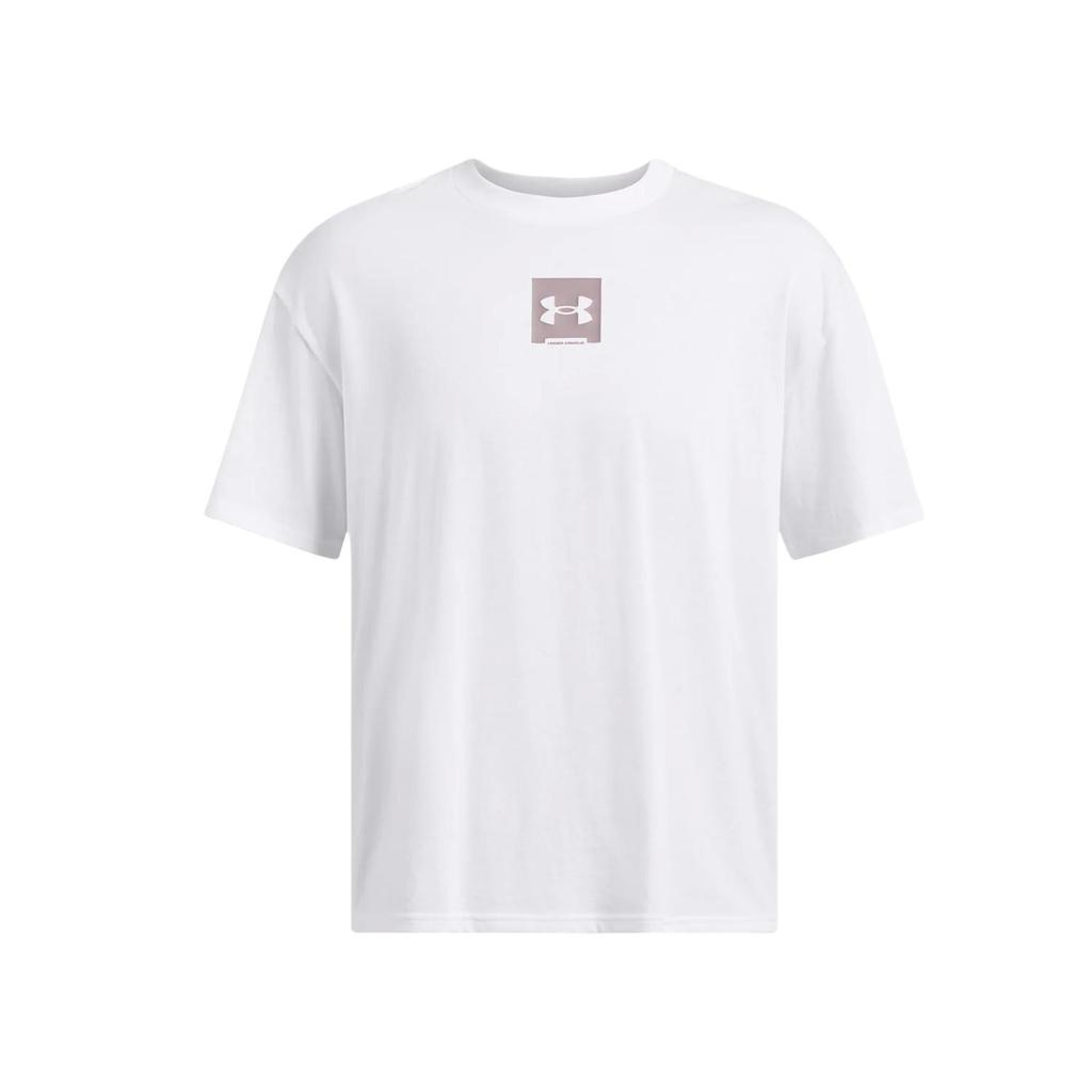 Under Armour Sm Box Logo Print Moisture Wicking Loose Fit Short Sleeve T-Shirt Men T-Shirts White 1386803-100