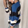 Fashion Women  Long Sleeve Striped Print Casual Knitted Loose Sweater Top