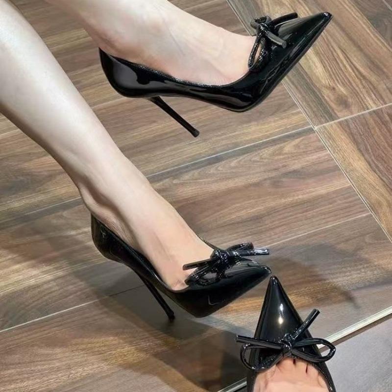 Fashion Pointed Toe Women Super High Heels Shoes Elegant Shallow Bow Pumps 2025 Summer Designer New Stilettos Fashion Zapatillas Mujer