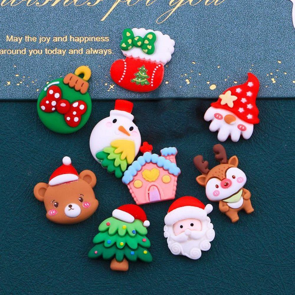 10Pcs Handmade Christmas Fridge Materials Resin Art DIY Resin Accessories  Home Decor