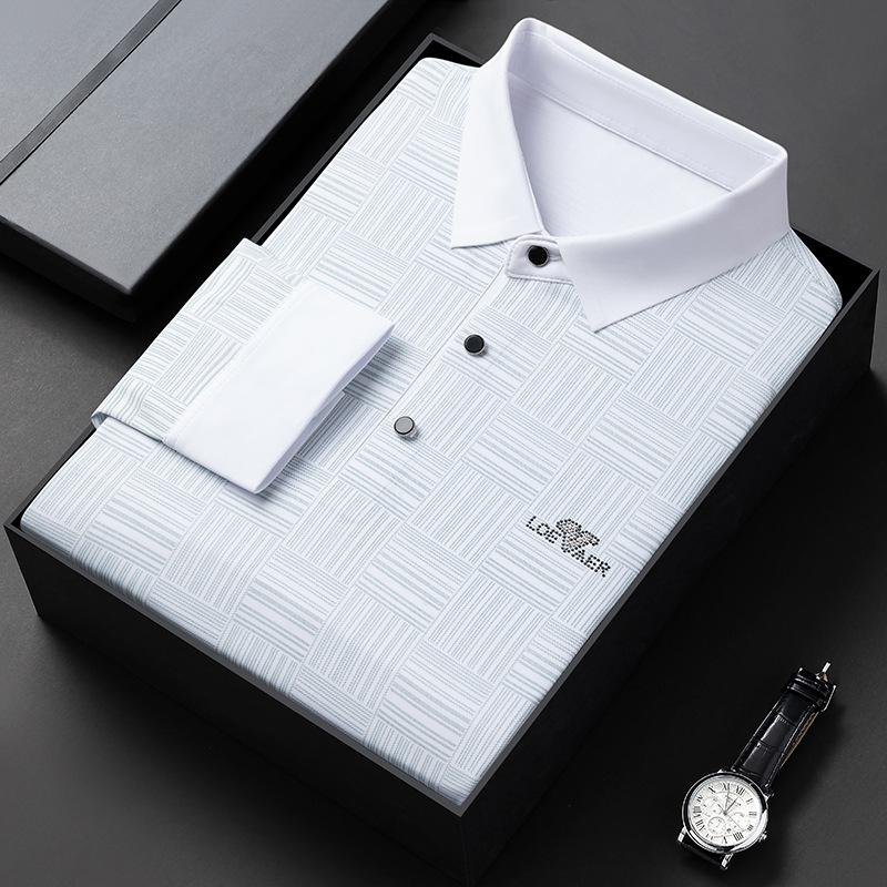 Футболка мужская весенне-осенняя модная бесшовная мужская повседневная рубашка с длинными — фото 3