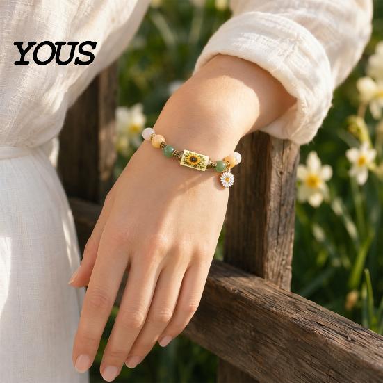 Warm White Bead Bracelet Love Peace Spring Bracelet, Inspirational Bee Bluebird Butterfly Nature Inspired for Women, Jewelry Charm Beads