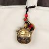 Lucky Cat Brass Keychain Maneki Neko Feng Shui Coins Car Keyring Lucky Tassel with Five Emperors Money Waist Keychain Gift