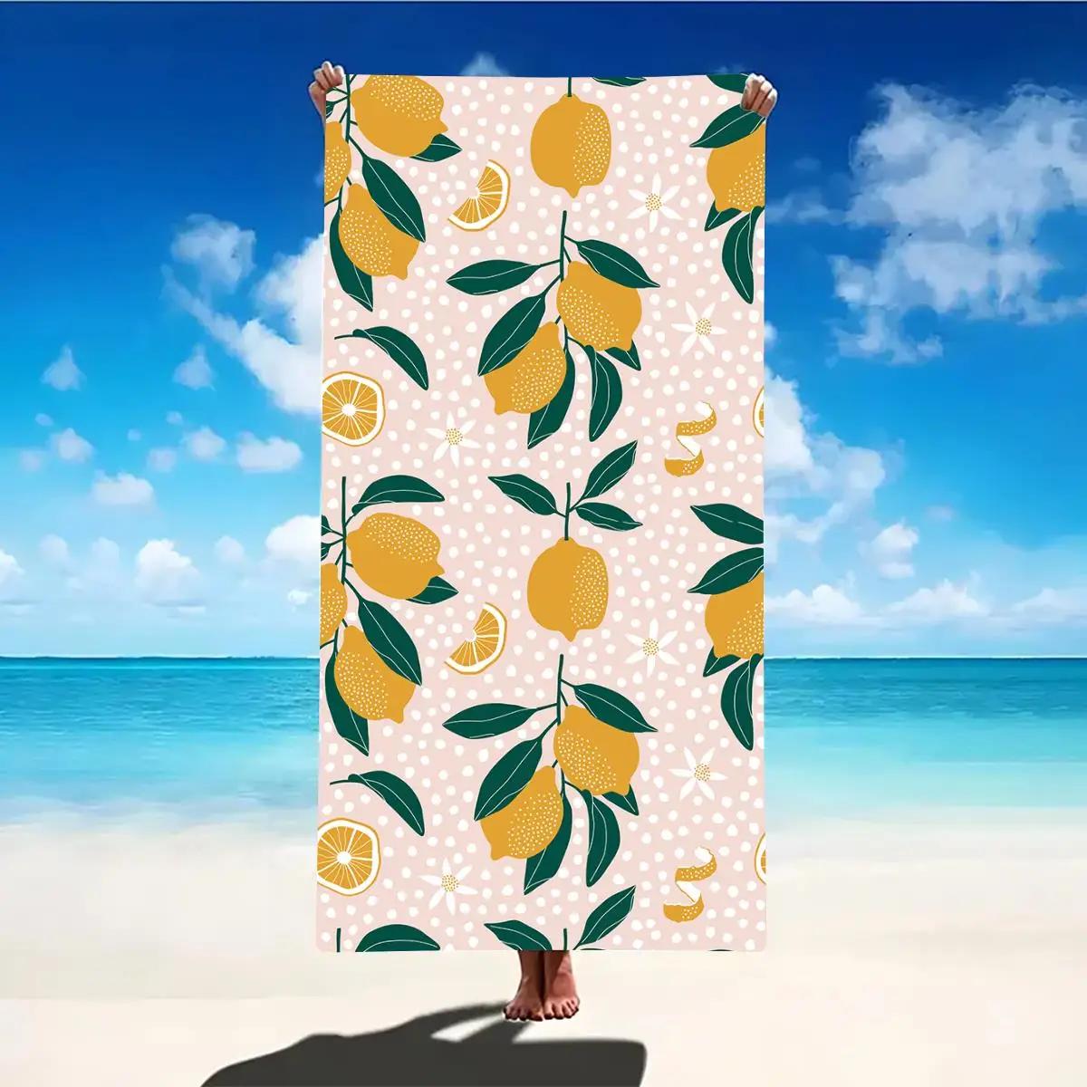

Fruit print Beach Towel Portable Quick Fast Dry Sand Outdoor Travel Swim Blanket Floral Print Mat Personalization Stripes Towel W40*H60(CM)