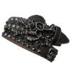 Maikun Women's Skull Rhinestone Belt Men's European and American Style Pin Buckle Belt Cowboy Style Fashion Diamond
