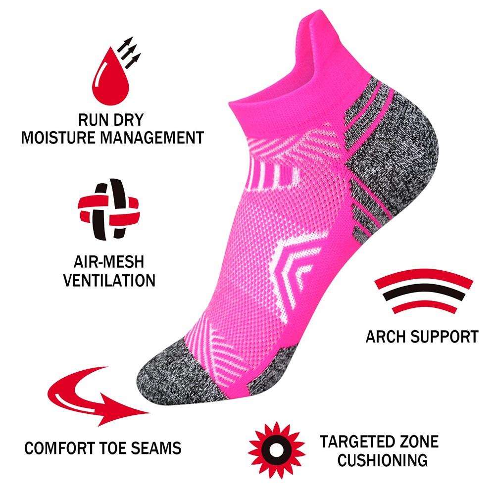 Knöchelsocken für Damen 5 Paar Sportlich Gepolstert Laufsocken Niedrig Geschnitten Damen
