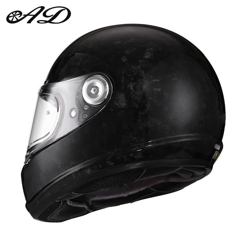 Retro Carbon Fiber Full Face Helmet for Kids - Motorcycle, Cruiser, Scooter