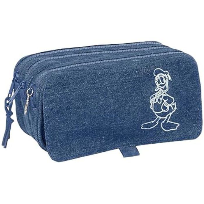 Trousse à crayons - SAFTA - Donald Denim - Triple compartiment - Résistante - Design unique