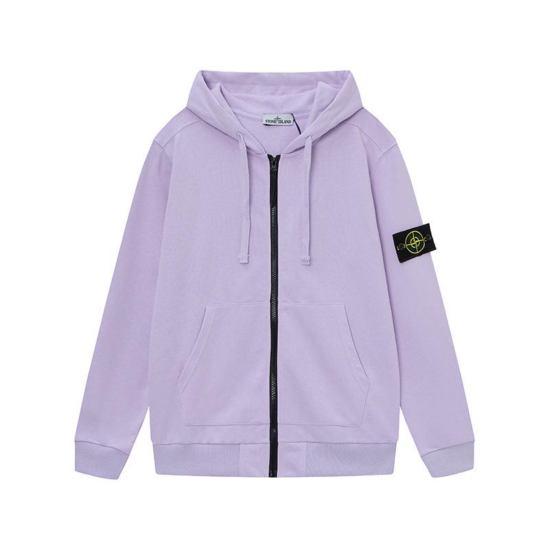 STONE Klassisches Kapuzensweatshirt: Einfarbig, Reißverschluss, Langarm, Unisex-Abzeichenjacke