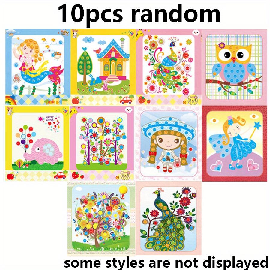 5/10pcs Button Mosaic Art Painting Kit DIY Cartoon Design Sticker Crafts Home Decorative Painting Back to School Gift Reward JXB
