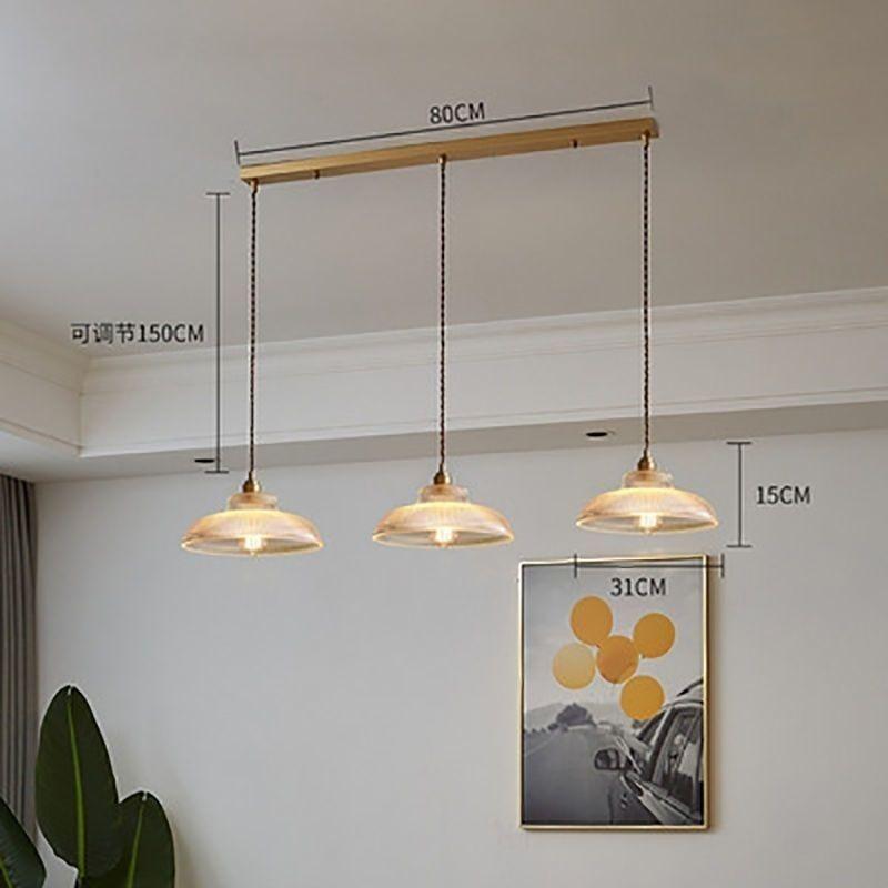 Japanese brass semicircular glass chandelier Nordic simple bed and bed bedroom hallway balcony bar dining room light