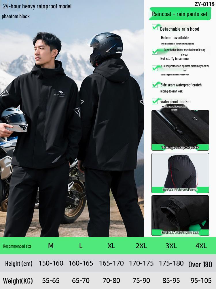 

Men s Split Type Storm-Level Motorcycle Rain Suit for Riders XXXL