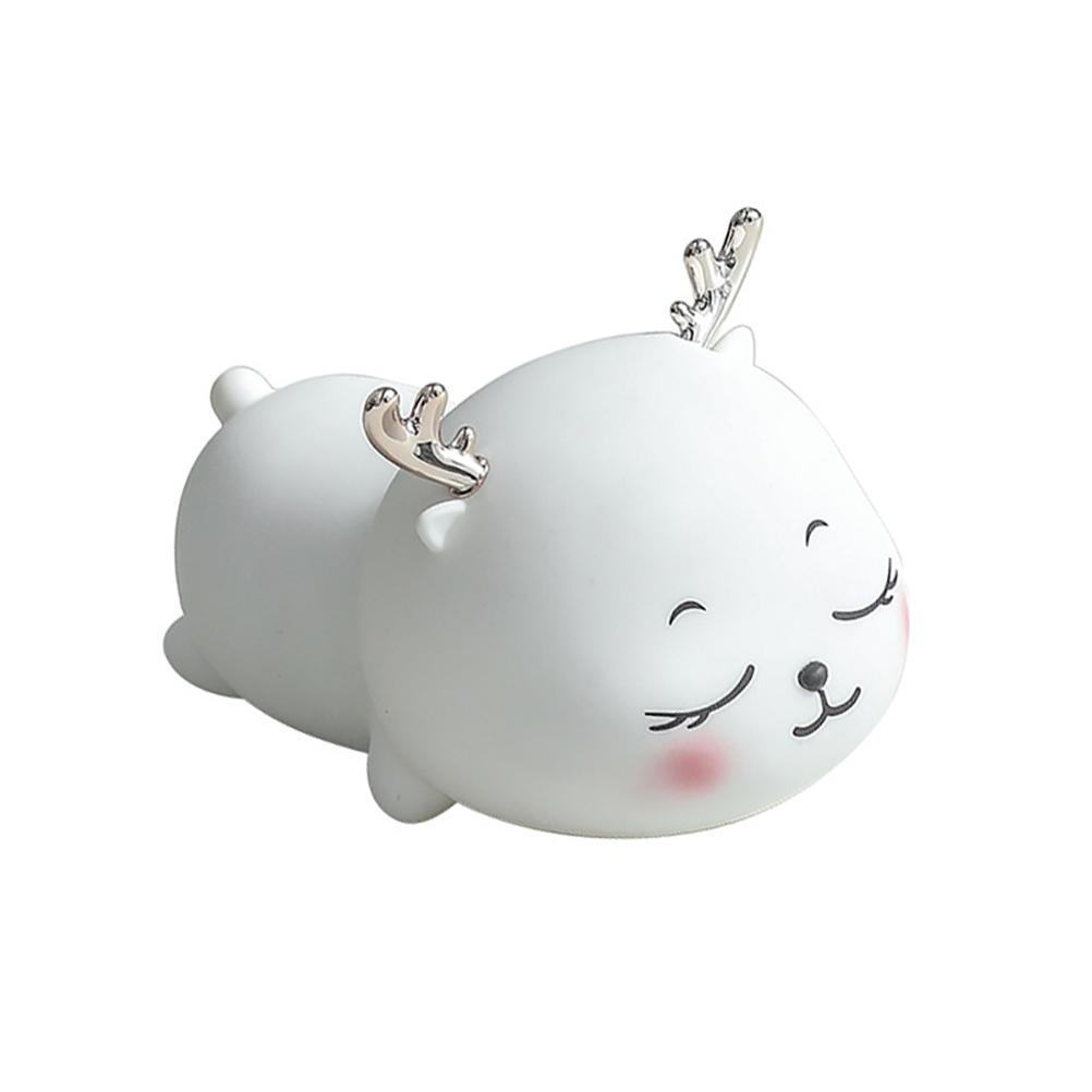 Cute Pet Deer Silicone Night Light USB Charging Pat Night Light Smart Timing Sleeping Bedroom Bedside Light Gift