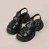Baotou Roman sandals women's shoes 2025 new thick-soled heightening woven small pig cage shoes hollowed out beach