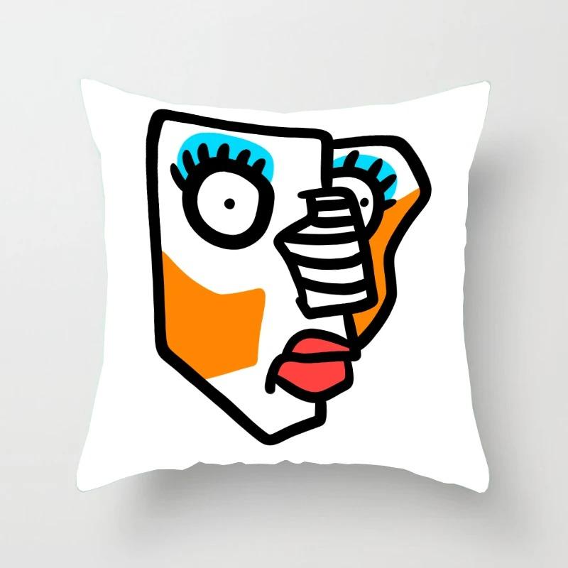 Abstract Emoticon Pattern Pillowcase Car Ornaments Office Living Room Home Pillowcase
